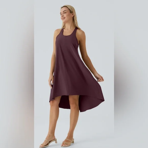 Halara Breezeful Racerback Dress Maroon - Picture 1 of 7